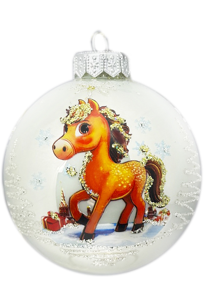 Елочный шар Лошадка игривая КУ-80-254023